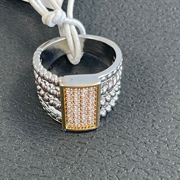 Atterri Two-Tone Cubic Zirconia Ring - Size 7 - NWT - Picture 1 of 5